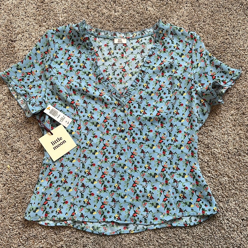 Little Moon Acadia Blouse Short Sleeve Floral